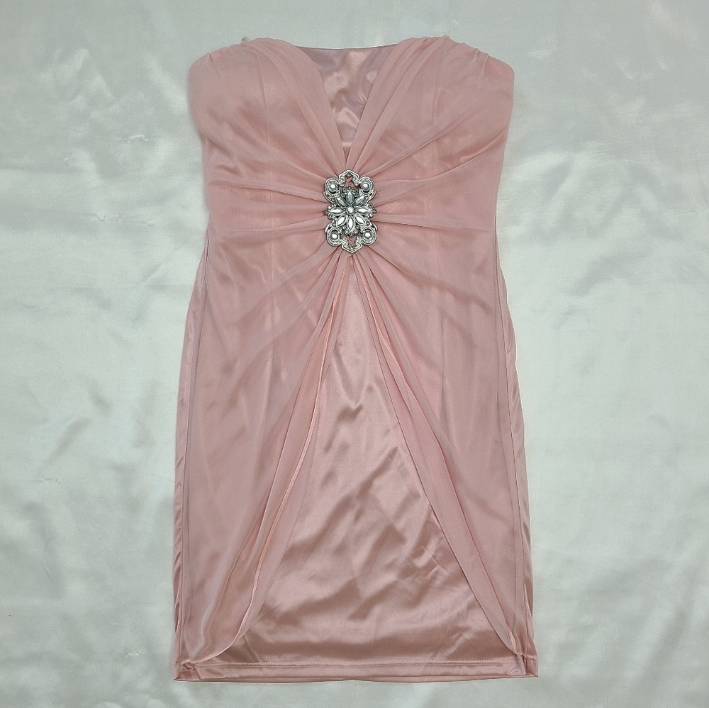 Jump Apparel Pink Strapless Fitted Dress - Size Small 3/4